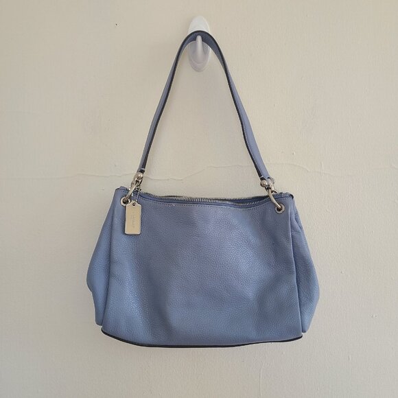 Coach Mia Blue Pebble Leather Shoulder Bag F73196 - Picture 1 of 10